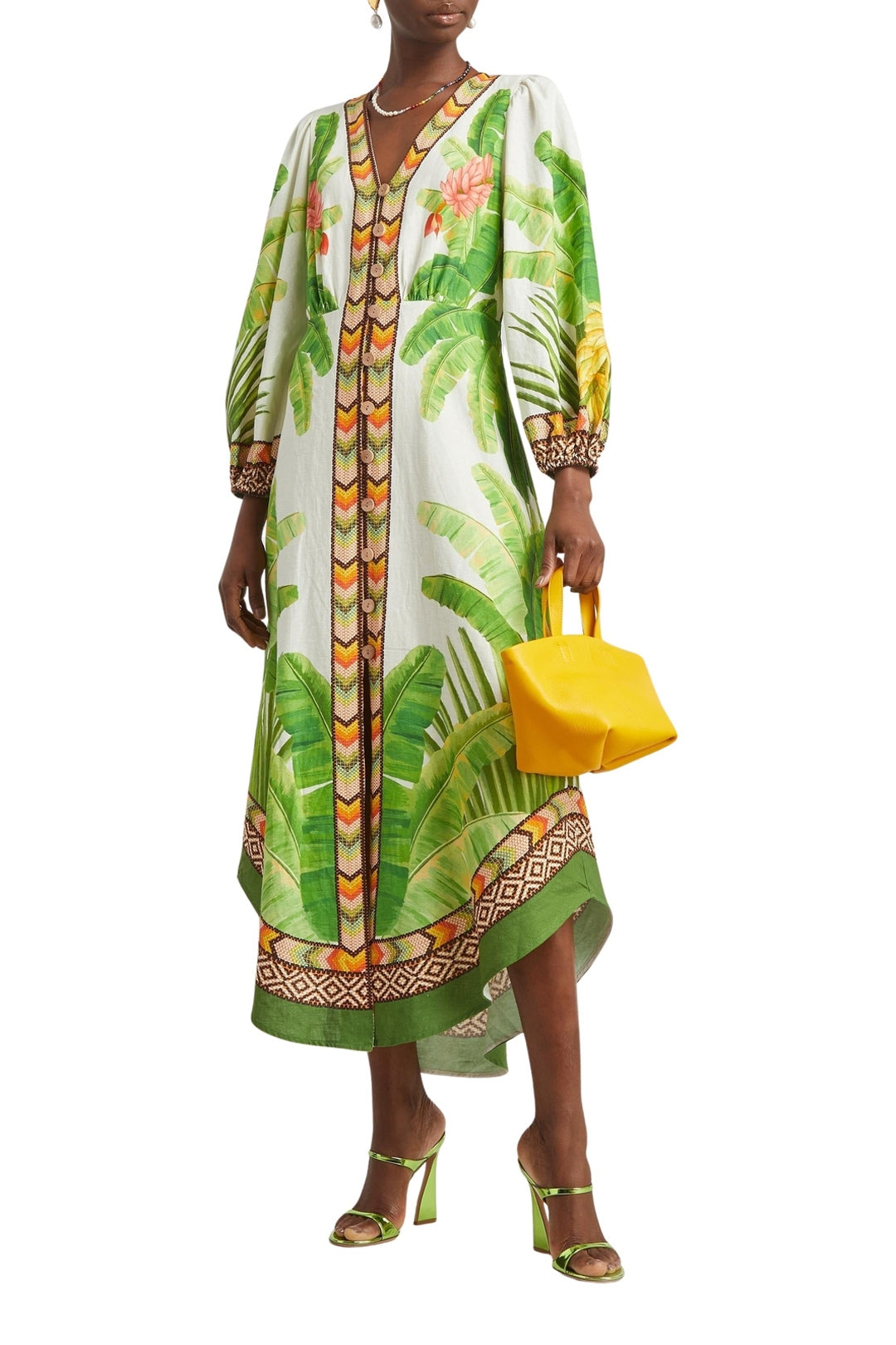 Robe midi Fresh Forest en lin - Vert