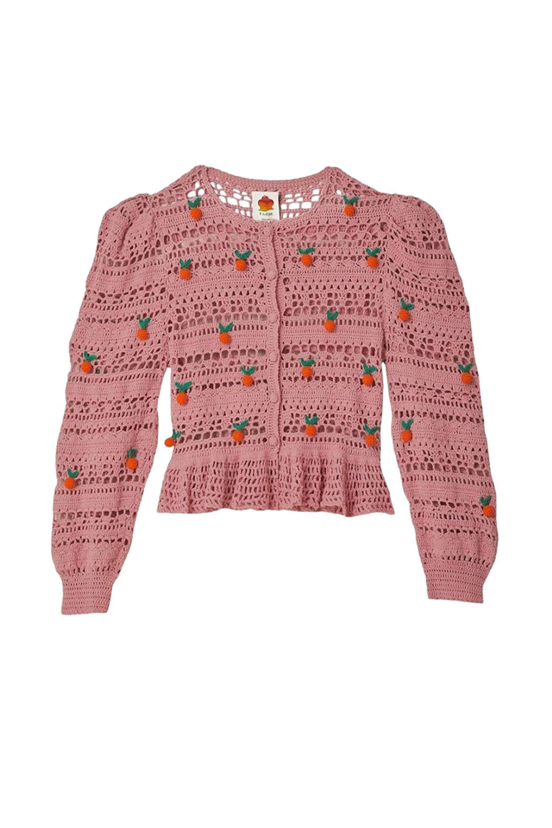 Cardigan en crochet en coton - Rose