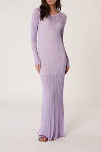 Robe en maille et dentelle - Violet