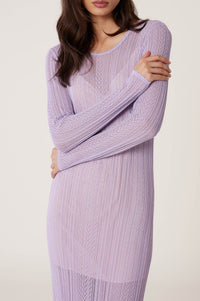 Robe en maille et dentelle - Violet
