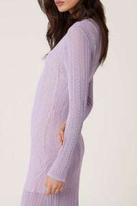 Robe en maille et dentelle - Violet