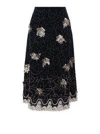 Jupe dentelle avec broderies en soie - Anthracite Blue