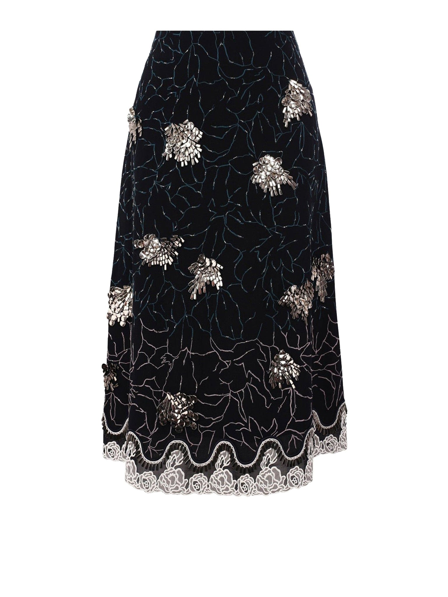 Jupe dentelle avec broderies en soie - Anthracite Blue