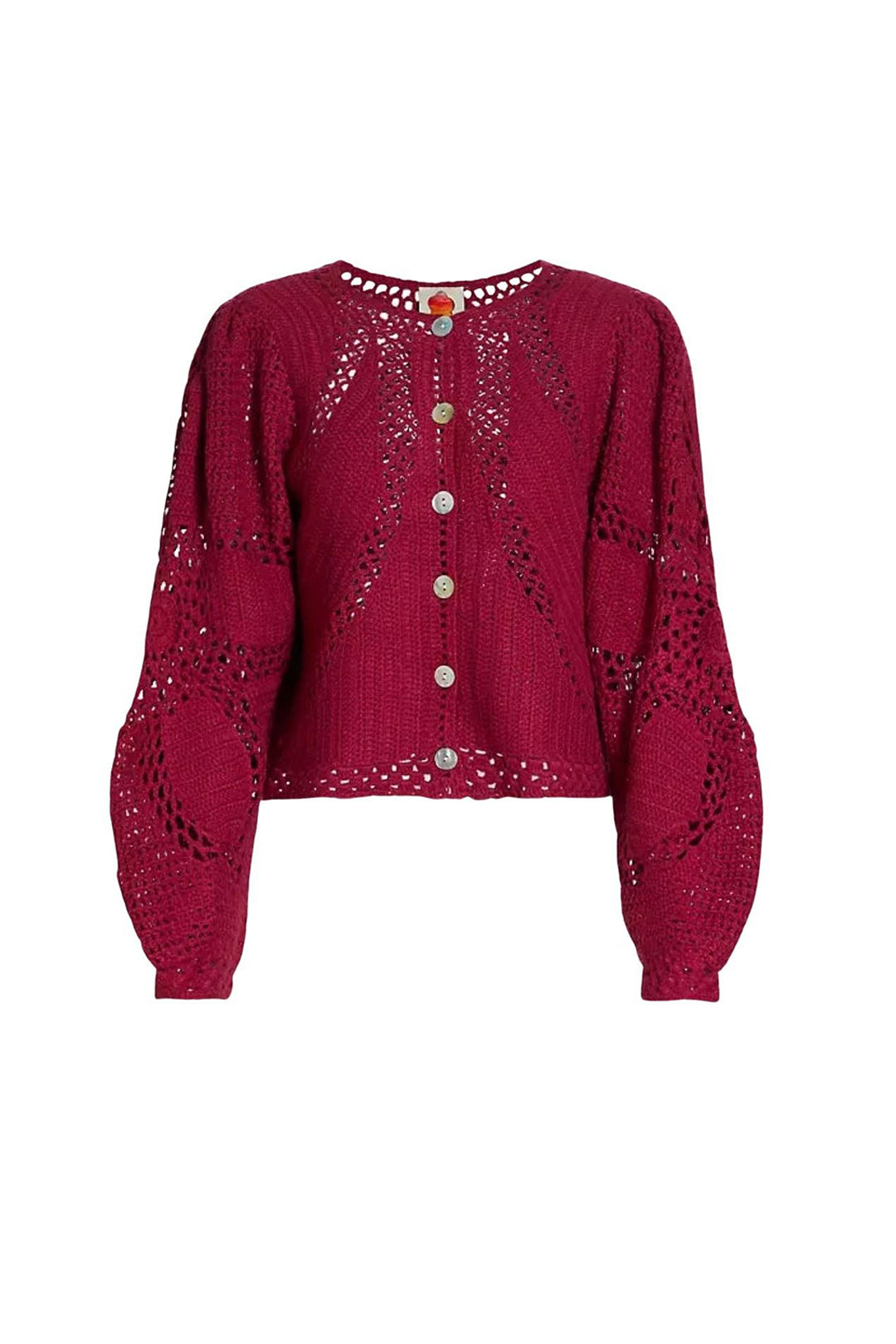 Cardigan à fleurs en crochet - Bordeaux