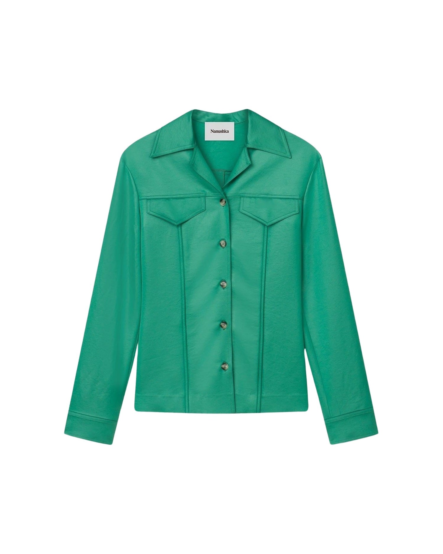 Chemise Tosca à poches plaquées en satin brillant - Green
