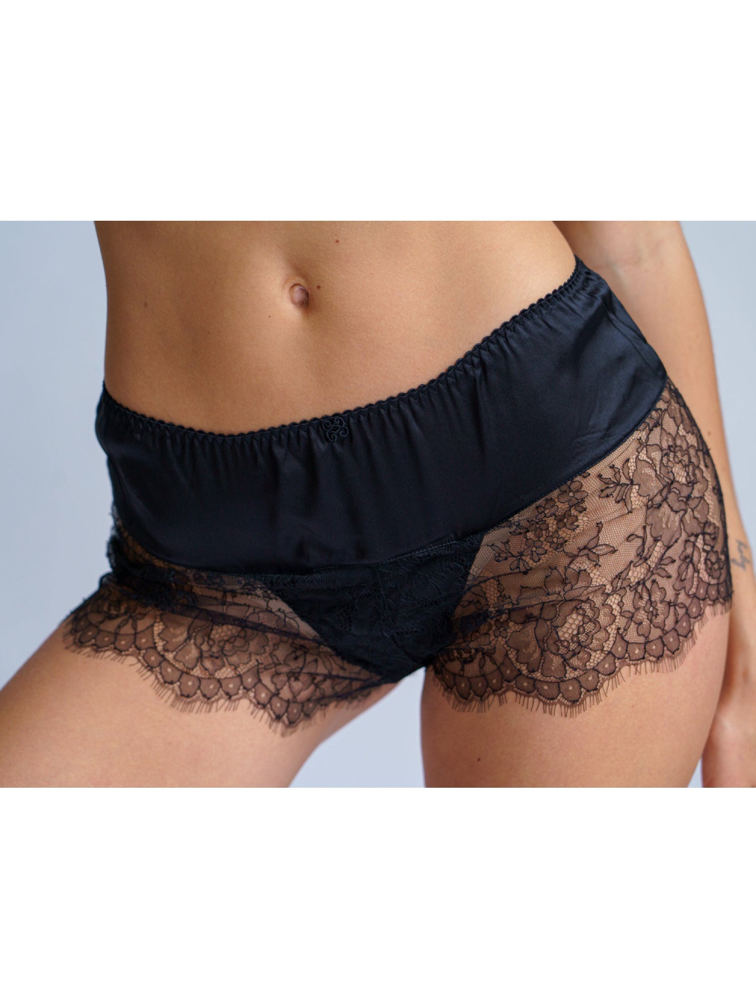Boxer-String Marquise en soie - Noir