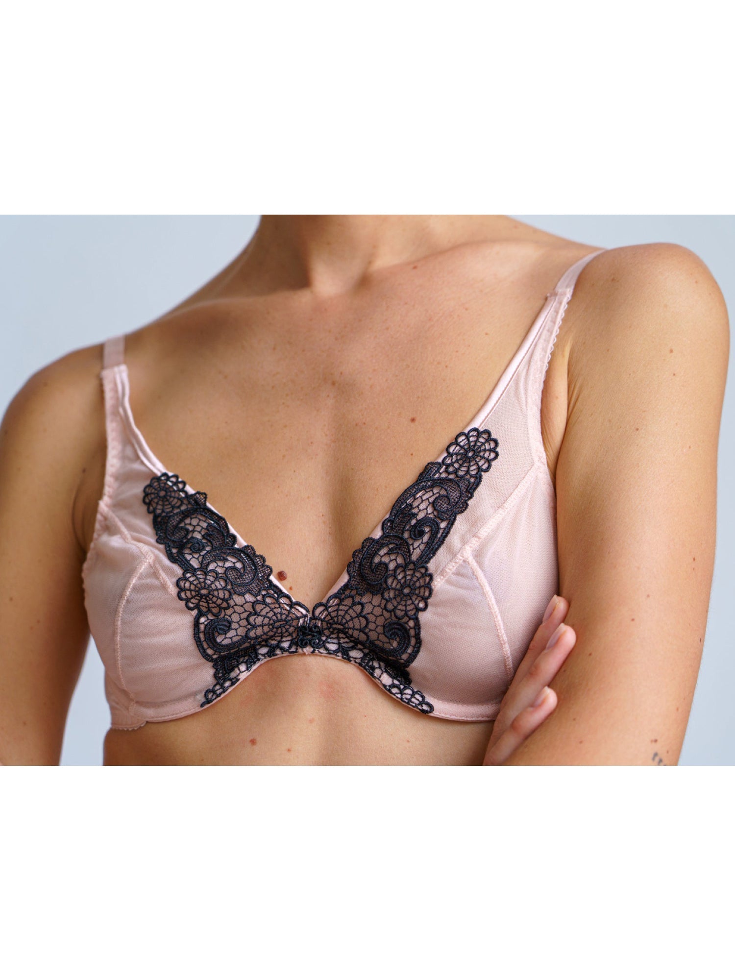 Soutien-Gorge classique  Venitian en soie - Poudre & Noir
