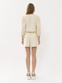 Top court encolure bateau en lin - Coconut Milk