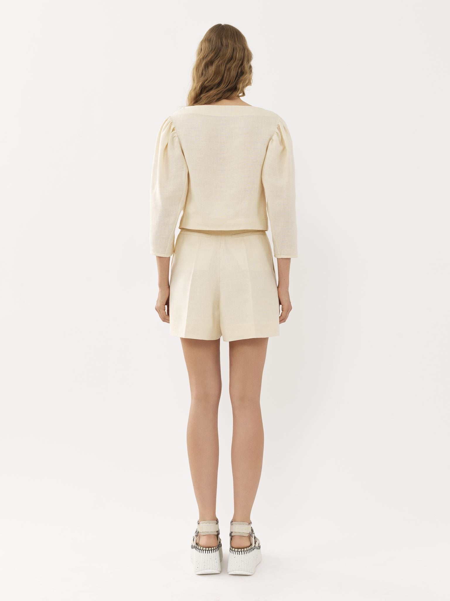 Top court encolure bateau en lin - Coconut Milk