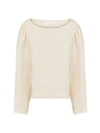 Top court encolure bateau en lin - Coconut Milk