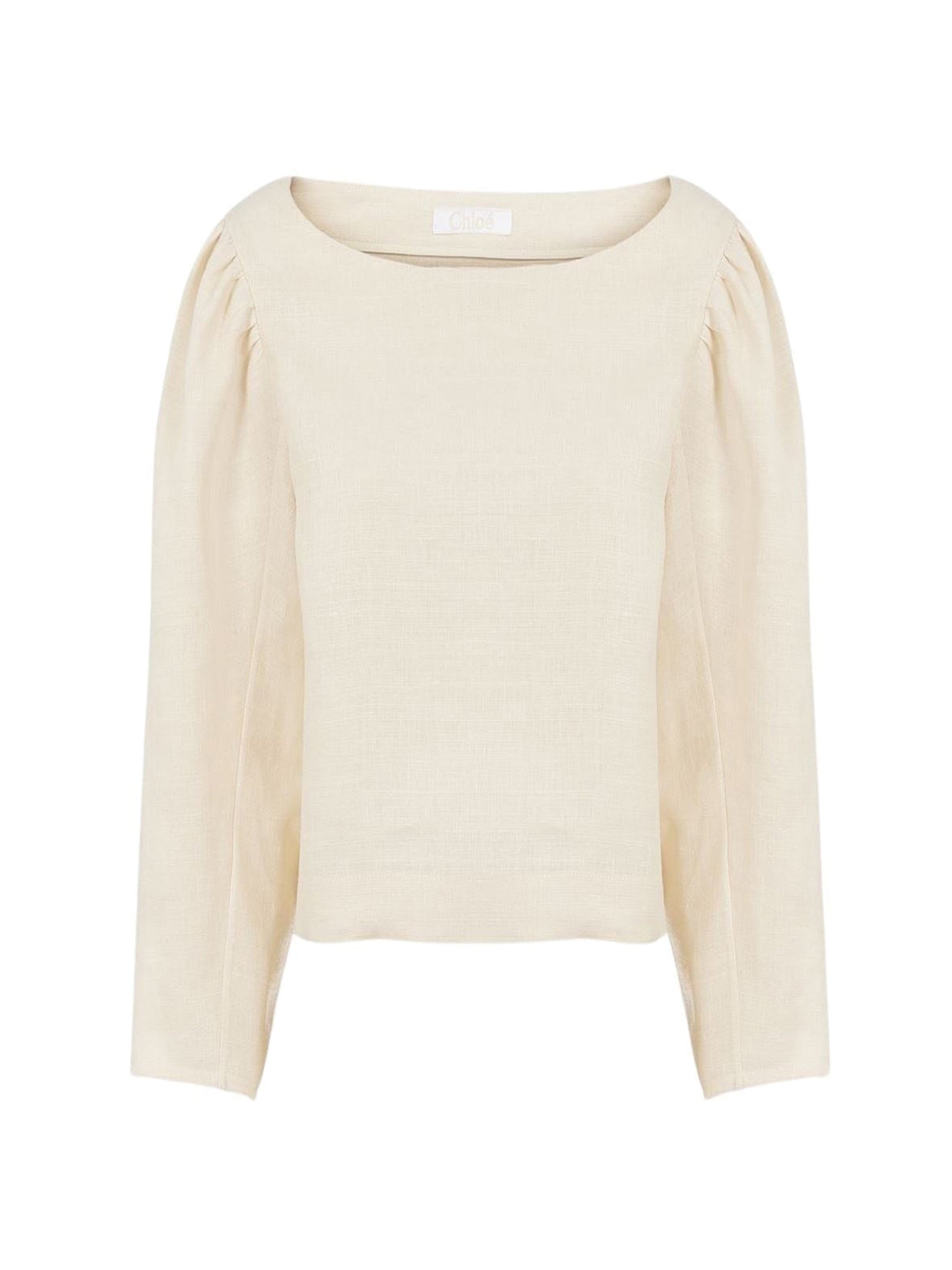 Top court encolure bateau en lin - Coconut Milk