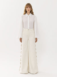 Chemise manches bouffantes en soie - White