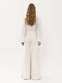 Chemise manches bouffantes en soie - White