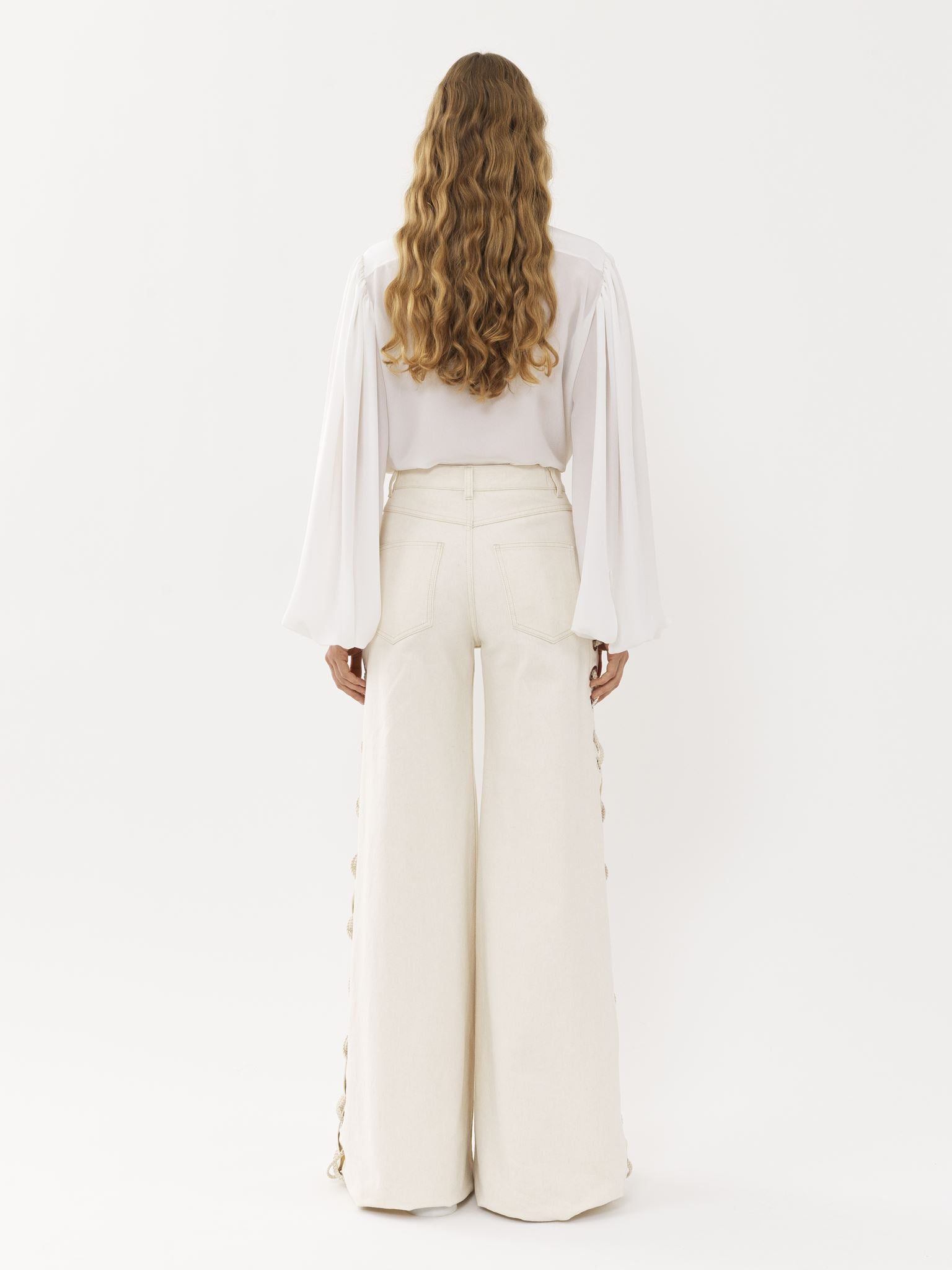 Chemise manches bouffantes en soie - White