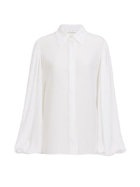 Chemise manches bouffantes en soie - White