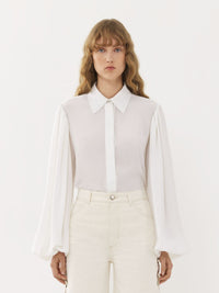 Chemise manches bouffantes en soie - White