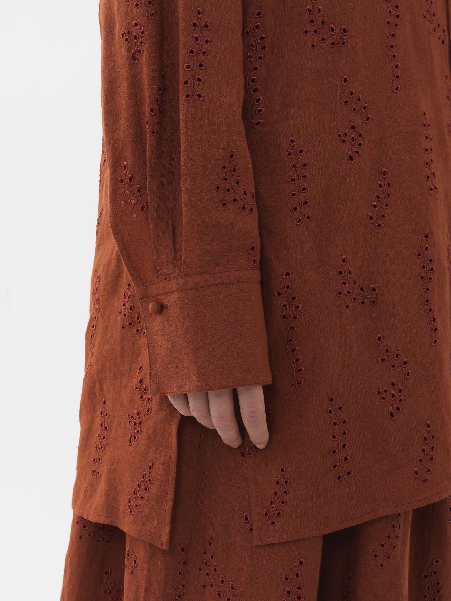 Chemise longue Patricia Chloé x Eres en lin - Red Ochre