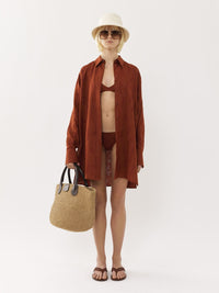 Chemise longue Patricia Chloé x Eres en lin - Red Ochre