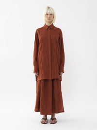 Chemise longue Patricia Chloé x Eres en lin - Red Ochre