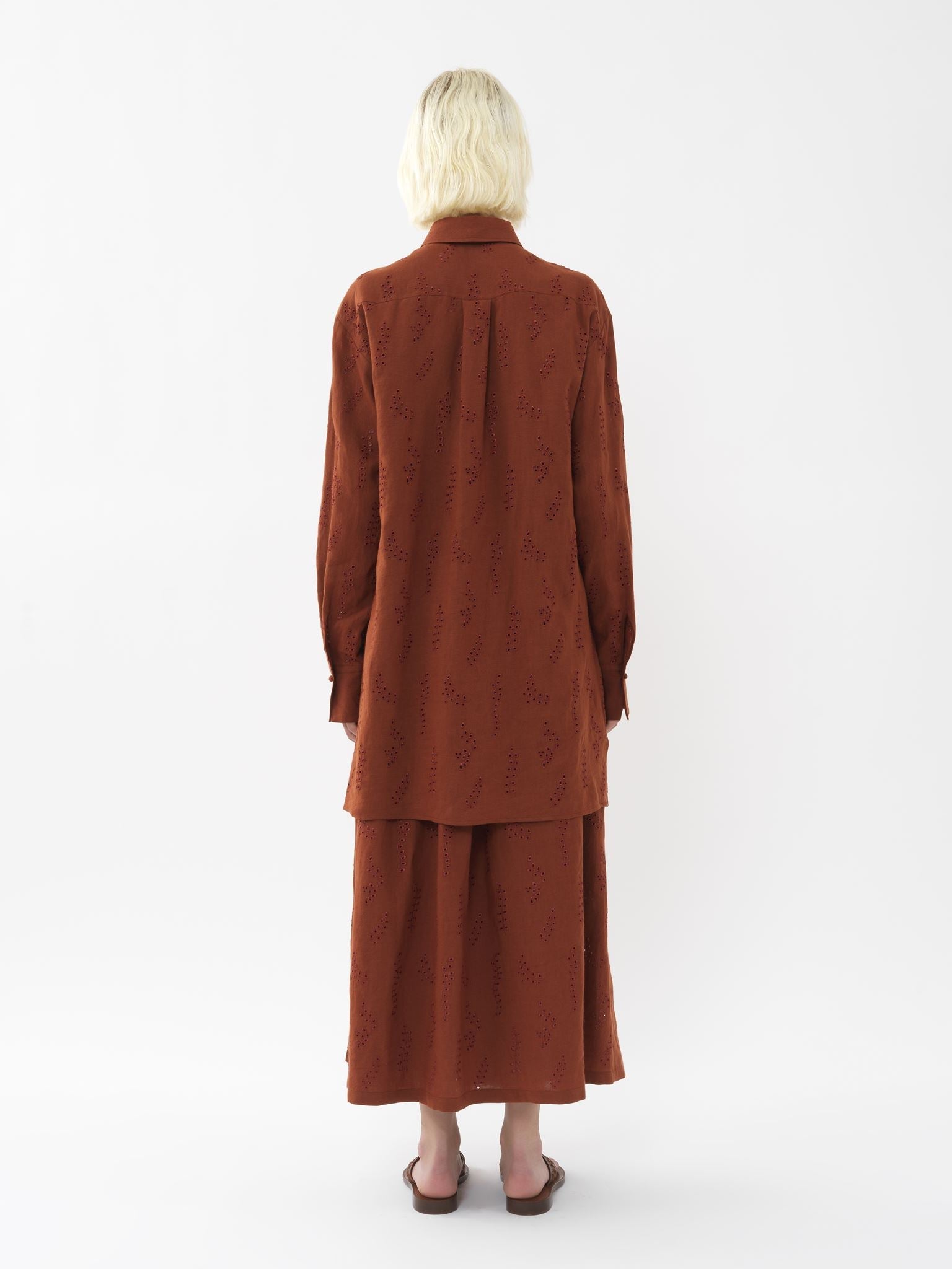 Chemise longue Patricia Chloé x Eres en lin - Red Ochre