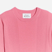 Pull à col rond à côtes en laine superfine - Bubble Gum