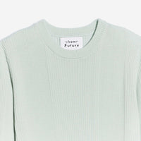 Pull à col rond à côtes en laine superfine - Light Mint