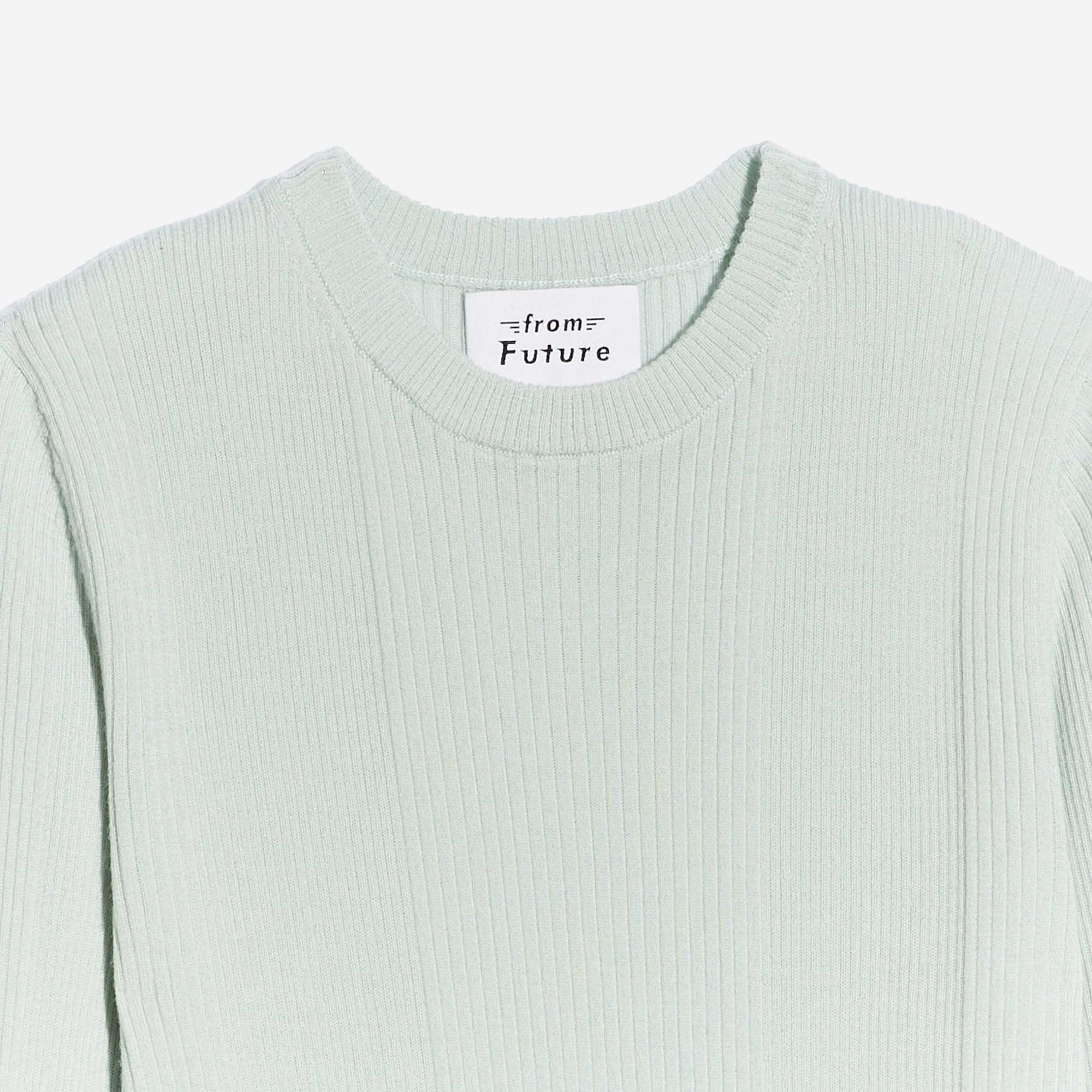 Pull à col rond à côtes en laine superfine - Light Mint