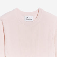 Pull à col rond à côtes en laine superfine - Powder Pink