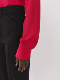 Chemise manches froncées en soie - Rose Pétillant