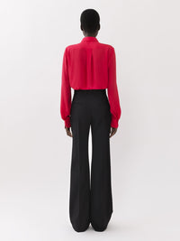 Chemise manches froncées en soie - Rose Pétillant