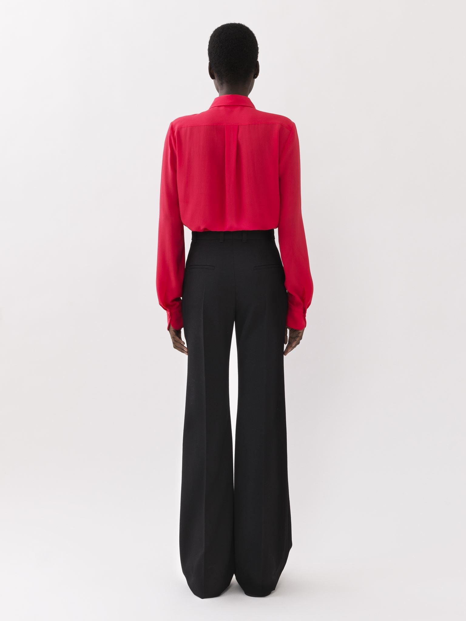 Chemise manches froncées en soie - Rose Pétillant