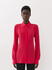 Chemise manches froncées en soie - Rose Pétillant