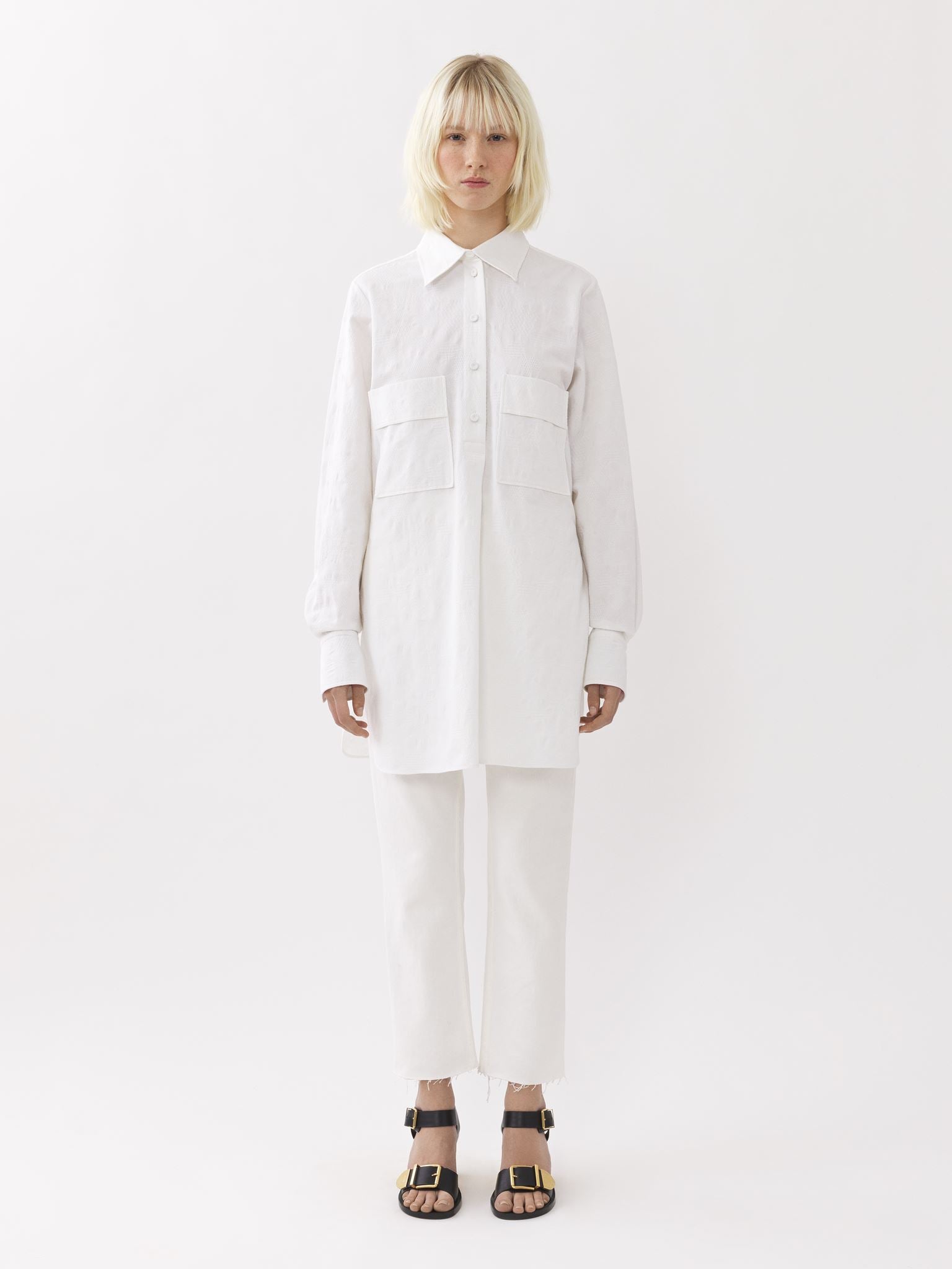 Chemise longue oversize - Blanc
