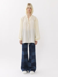 Blouse froncée en soie - Crème Au Beurre