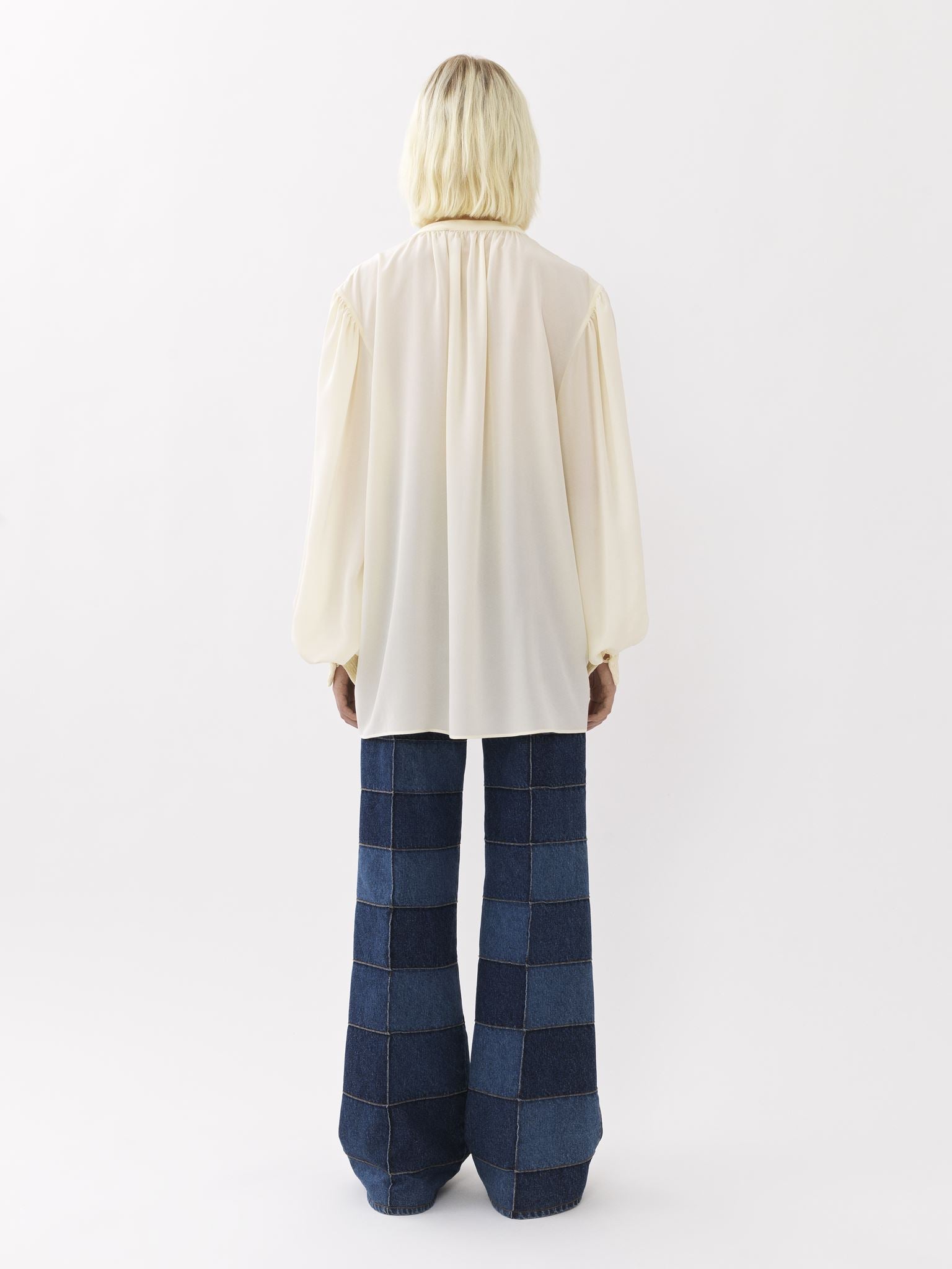 Blouse froncée en soie - Crème Au Beurre
