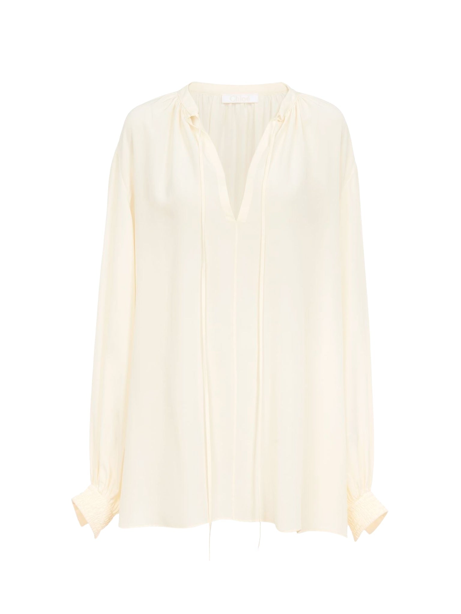 Blouse froncée en soie - Crème Au Beurre