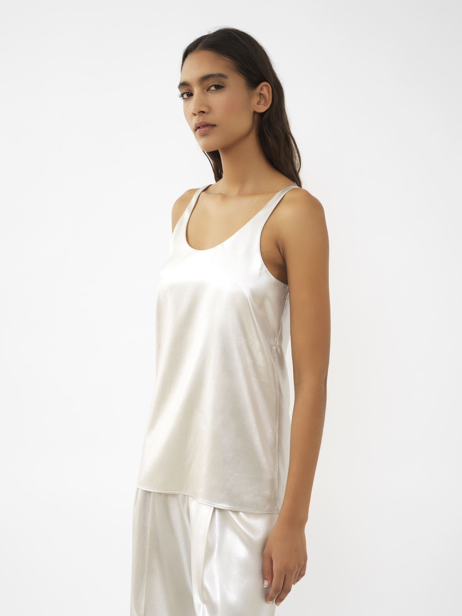 Top sans manches en soie - Nuage D'Argent