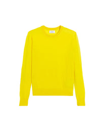 Pull à col rond droit en laine superfine - Summer Yellow