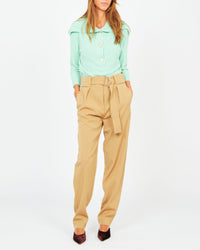 Pantalon baggy à pinces en gabardine de laine - Beige