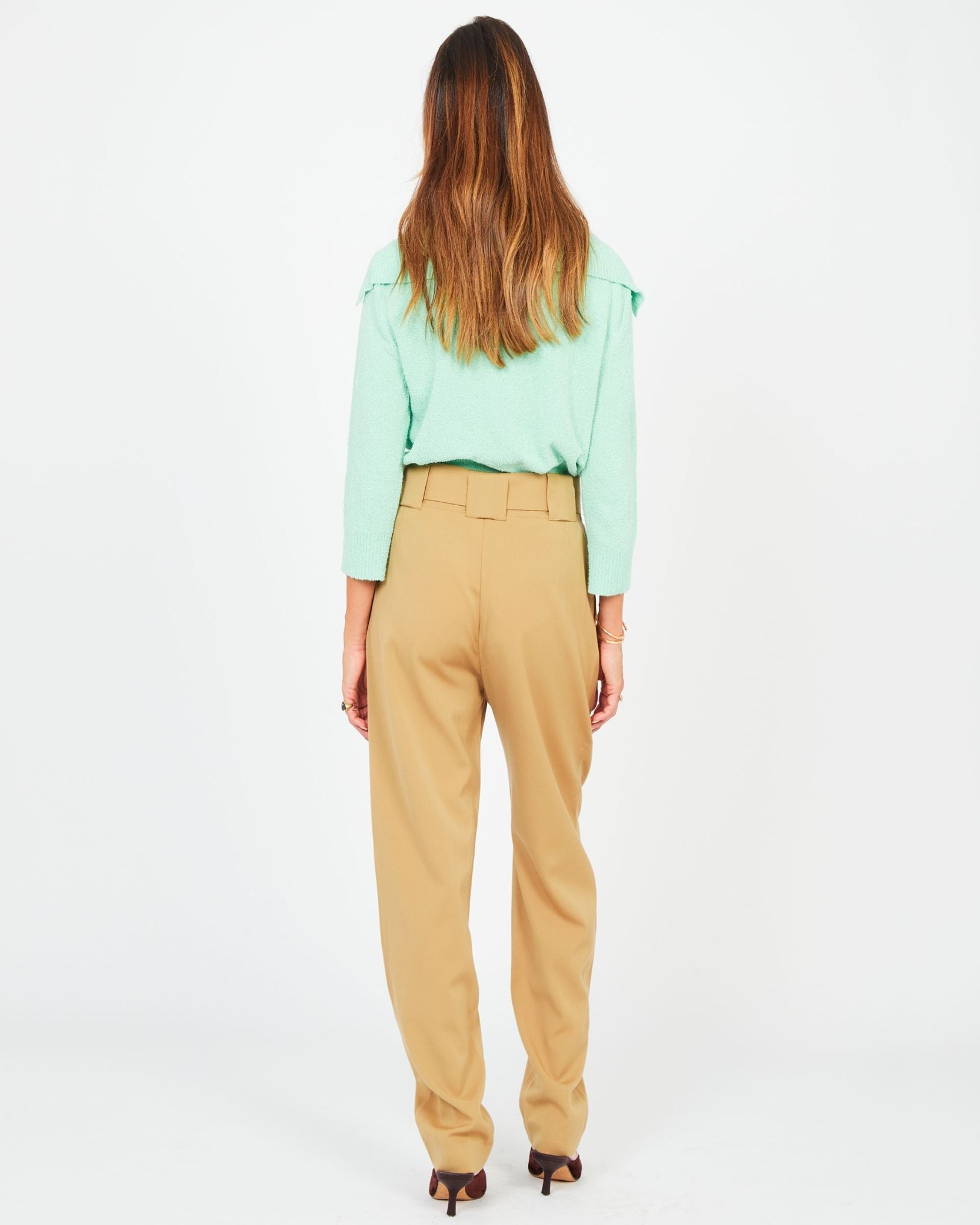 Pull polo en maille bouclée - Menthe