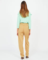 Pantalon baggy à pinces en gabardine de laine - Beige
