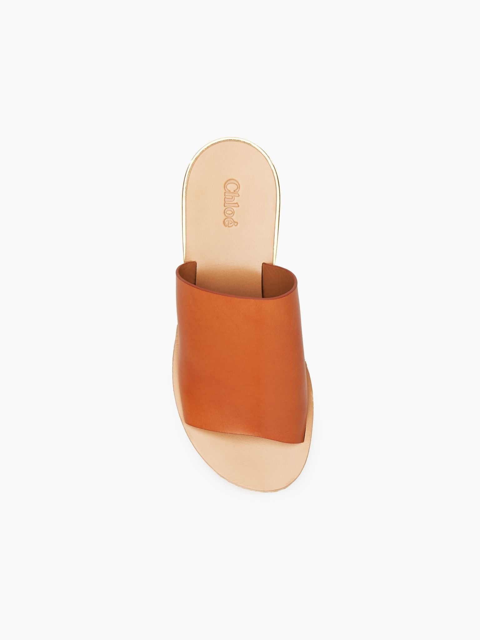 Mules Camille compensées en cuir - Cognac Brown
