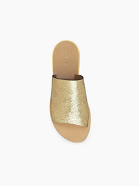 Mules compensées Camille en cuir métallisé - Deep Gold