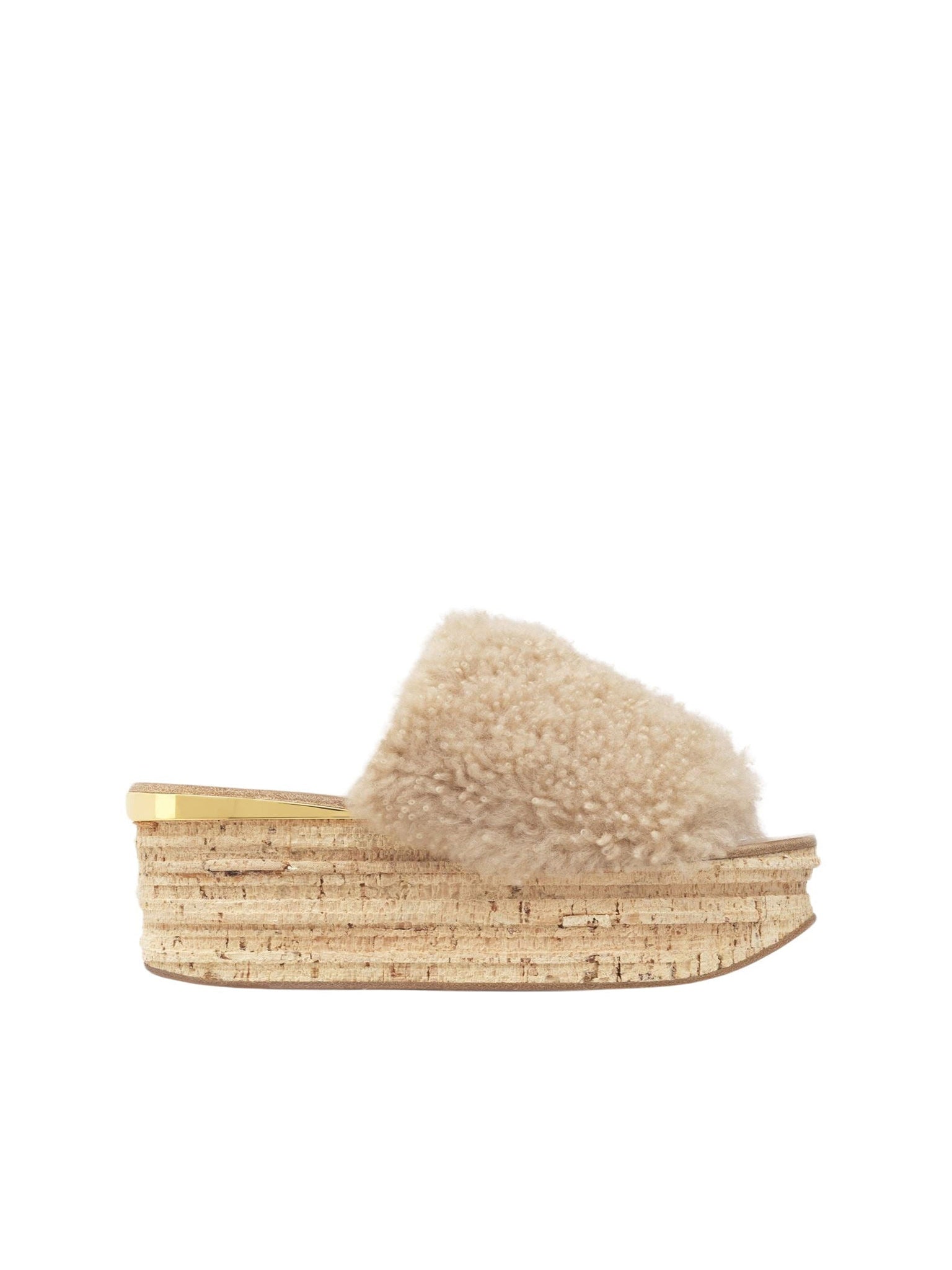 Mules compensées Camille en laine de mouton - Pink Sand