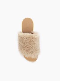 Mules compensées Camille en laine de mouton - Pink Sand