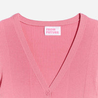Cardigan à côtes en laine superfine - Bubble Gum
