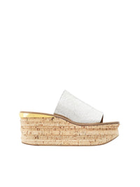 Mules compensées Camille en cuir métallisé - Grey Glitter