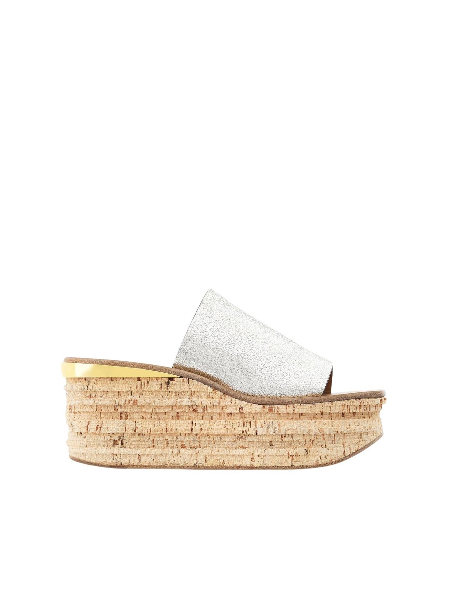 Mules compensées Camille en cuir métallisé - Grey Glitter