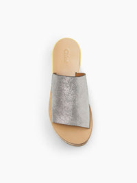 Mules compensées Camille en cuir métallisé - Grey Glitter