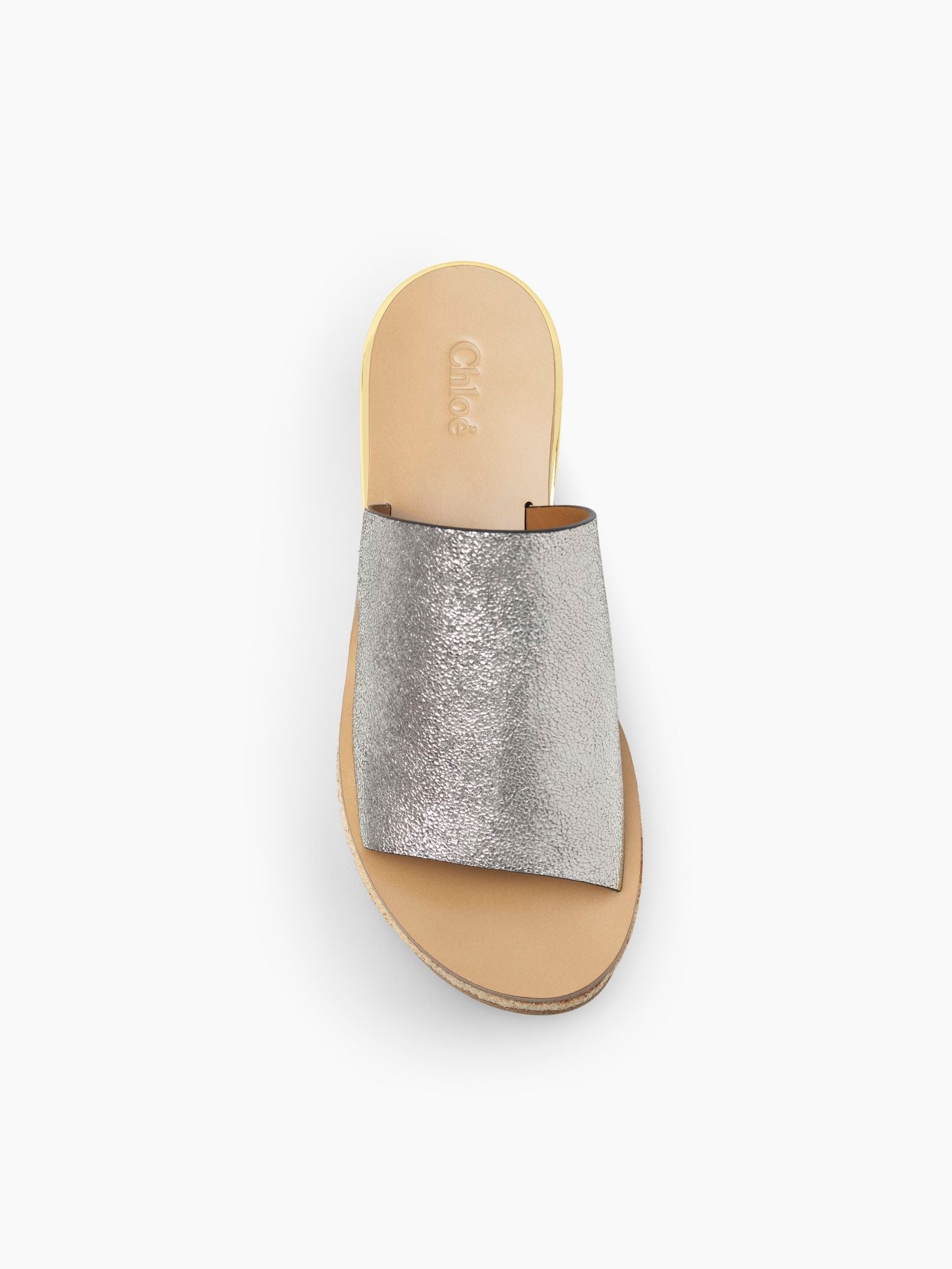 Mules compensées Camille en cuir métallisé - Grey Glitter